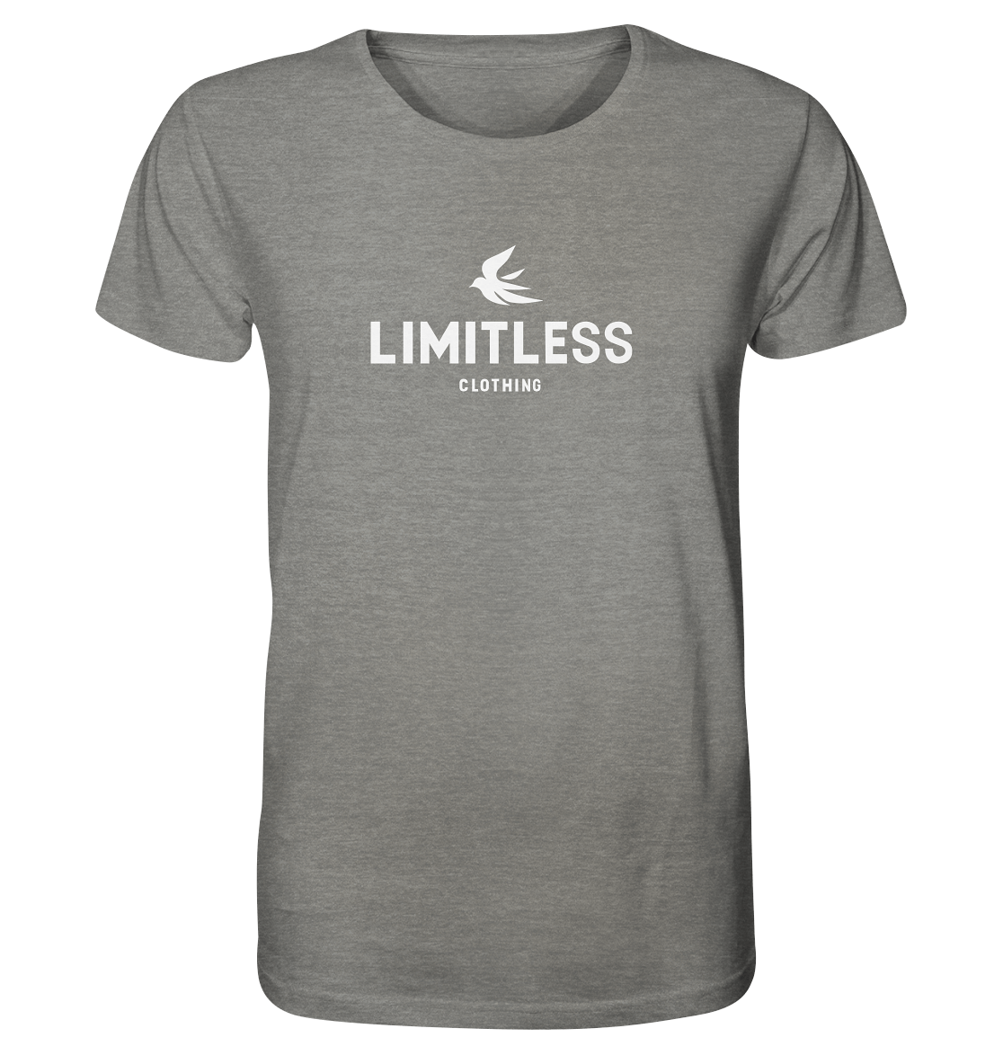 Limitless Clothing grey t-shirt featuring stylish logo design for casual and contemporary wear.